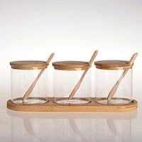 Glass Spice Jars With Bamboo Lids And Labels
