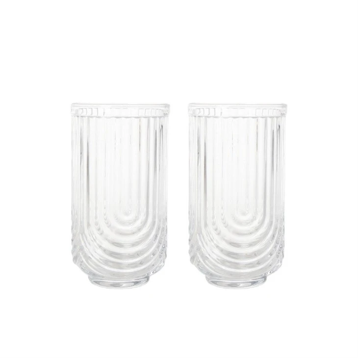 U-Shape Striped Glass Tumbler factory