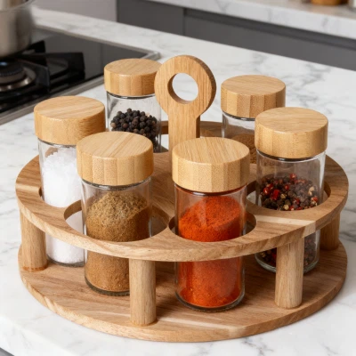 Set staklenih posuda za začine od 6 dijelova s ​​okruglim stalkom